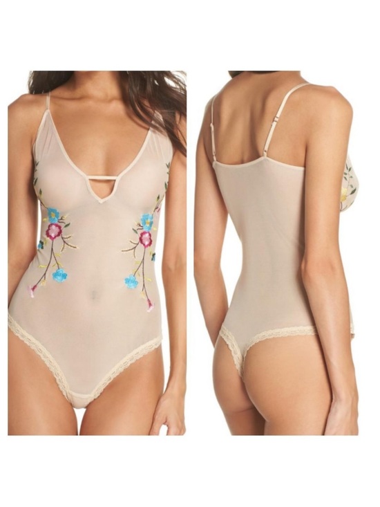 Chelsea28 Tops - ⭐️5FOR$25⭐️. Chelsea 28 Sheer Embroidered Thong Bodysuit